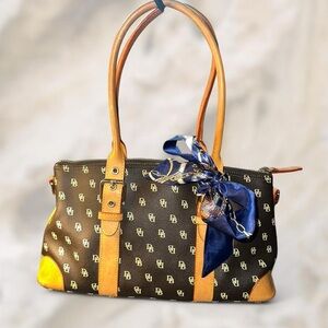 Dooney & Bourke Brown/Tan Logo Shoulder Bag